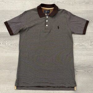NWT Deadstock Polo Ralph Lauren Polo Tee Shirt Mens XL Striped Brown Pony Logo